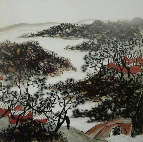 山水畫《雙寺圖》彷彿傳來陣陣美妙的梵唄音樂(柳溪)